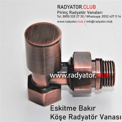 Eskitme Bakır Dekoratif Köşe Radyatör Vanası Eskitme Bakır Dekoratif Köşe Radyatör Vanası